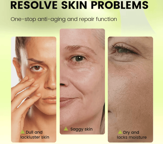 Luna Lift Facial Serum in a sleek bottle on a vanity surrounded by skincare products.