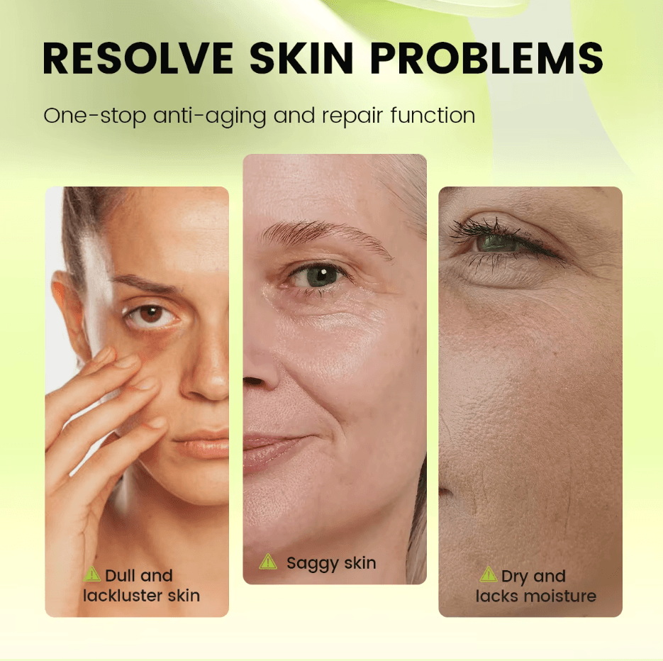 Luna Lift Facial Serum in a sleek bottle on a vanity surrounded by skincare products.